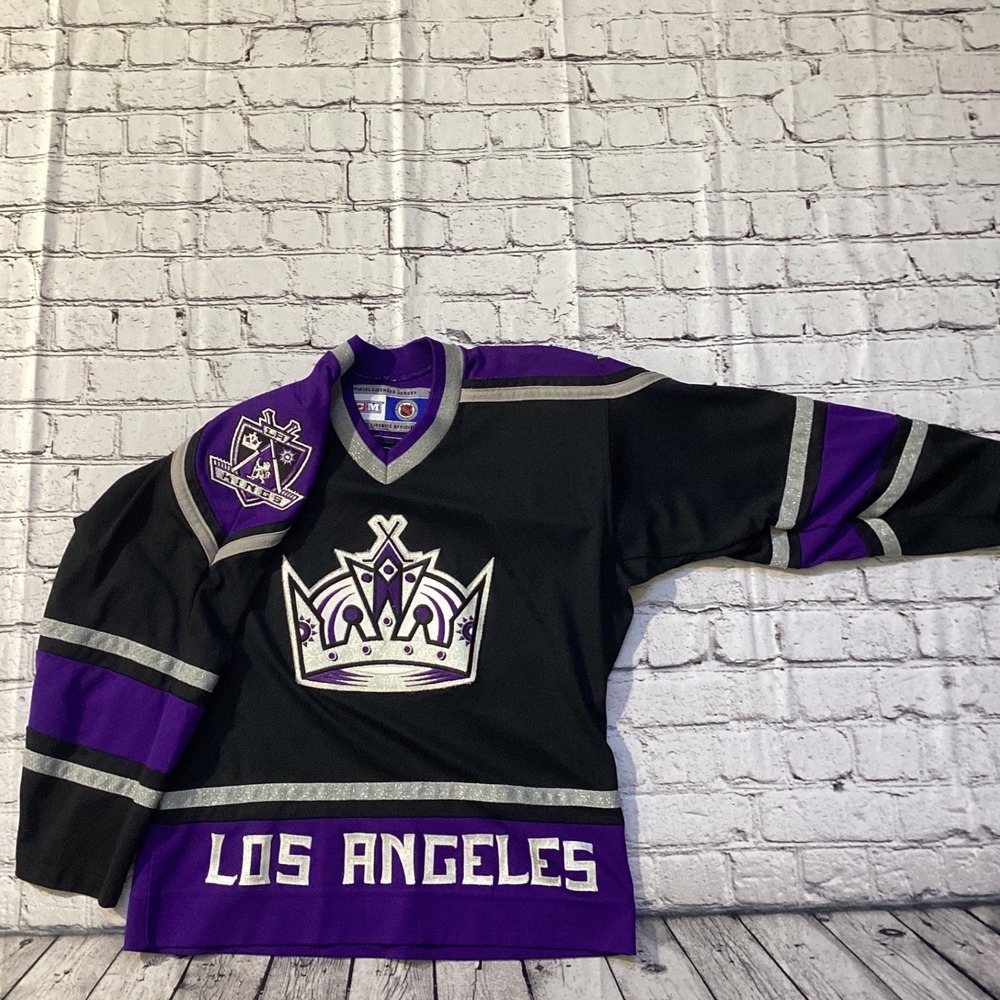 Vintage Los Angeles Kings CCM NHL Jersey Youth L/XL Crown Purple Black Hockey
